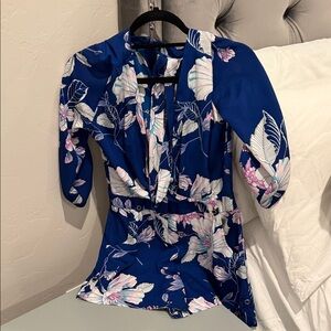 Yumi Kim Blue Floral Tunic Top